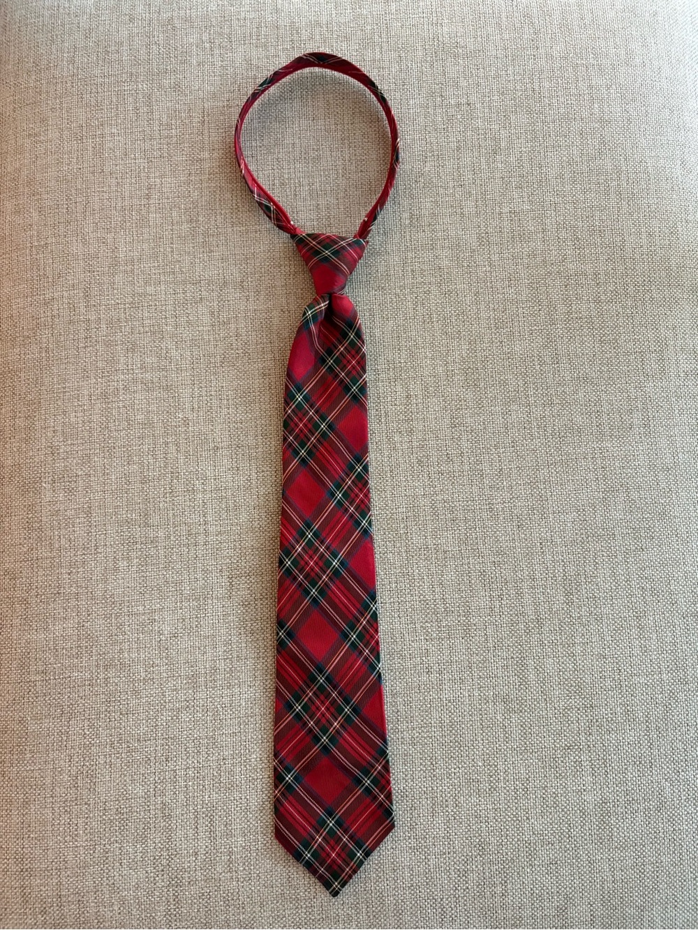 Talbots Kids Red Tartan Plaid Adjustable Zip Tie Christmas Holiday